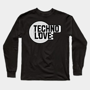 TECHNO  - Vinyl Love (White) Long Sleeve T-Shirt